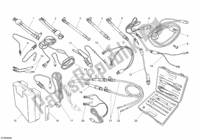 All parts for the Pressure Check Intrument of the Ducati Monster S2R 1000 2008